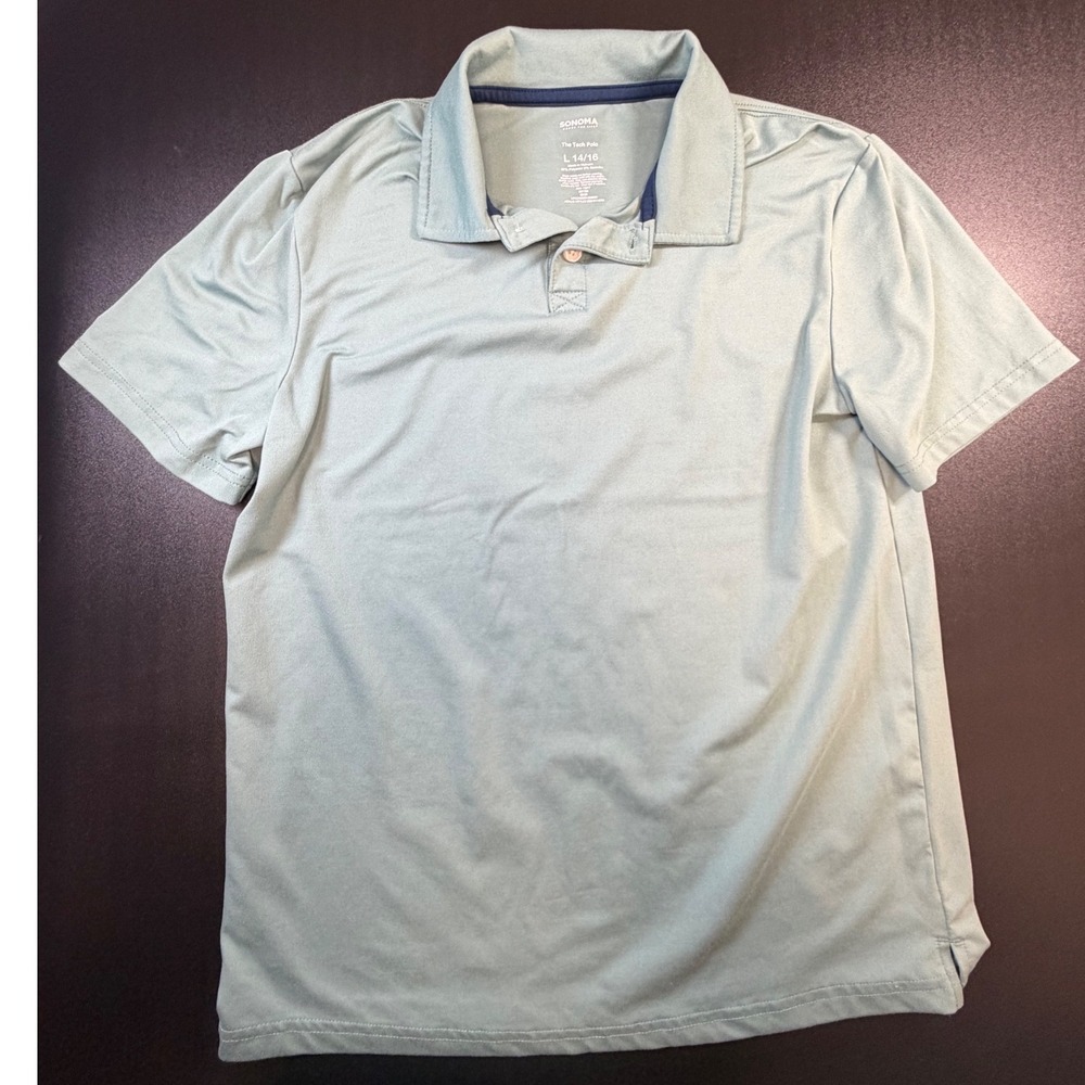 Sonoma Goods For Life Boys The Tech Polo Shirt Green Size L 14/16 ES31K118RS L1
